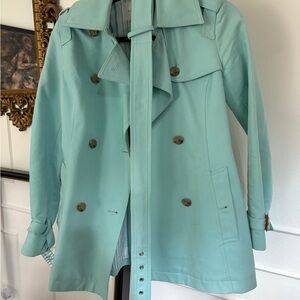 Banana Republic Robin’s Egg Blue Trench Coat Double-Breasted Style